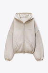 Alexander Wang washed khaki crystal hotifx zip-up hoodie in cotton blend