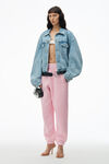 alexander wang puff logo sweatpants in terry soft candy pink