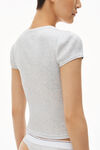 alexander wang 리브 조직 코튼 반소매 티셔츠 heather grey