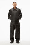alexander wang 内衬皮革收腰夹克 black