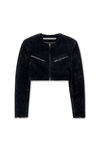 Alexander Wang black 黑色气泡纹理天鹅绒短款夹克
