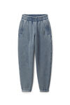 alexander wang puff logo sweatpant in structured terry motor grey