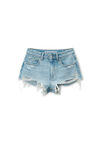 Alexander Wang powder blue clear bead hotfix distressed denim shorts