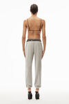 alexander wang logo elastic jogger in stretch corduroy heather grey