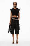 Alexander Wang black logo embossed cropped vest in soft chenille