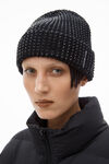 Alexander Wang black crystal hotfix logo beanie