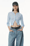 Alexander Wang ariel blue kurzer cardigan aus viskose mit logostickerei
