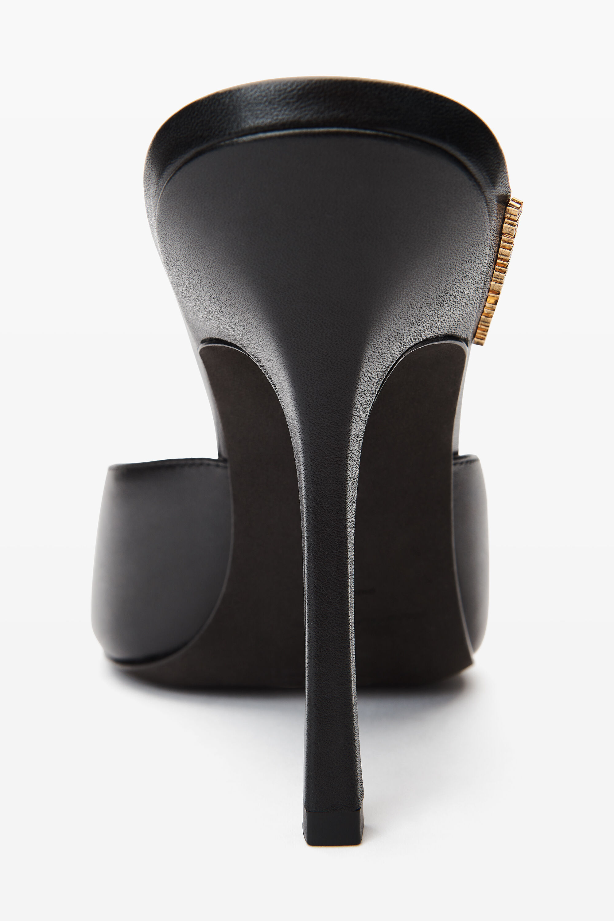 Lucienne 105mm Thong Mule in Smooth Leather in BLACK