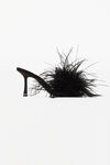 alexander wang lulu 85 feather slide sandal in satin black