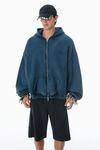 Alexander Wang washed navy felpa blu navy con cappuccio, zip e logo in cotone