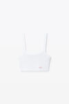 Alexander Wang white crystal hotfix cropped camisole in waffle knit