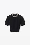 Alexander Wang black short sleeve tee in wool blend with crystal hotfix trim