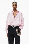 alexander wang 徽标棉质纽扣长袖男友风衬衫 light pink