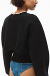 CREW NECK PULLOVER WITH PEARL NECKLACE