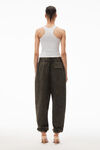 alexander wang 闪亮毛圈布发泡彩胶徽标运动裤 army green