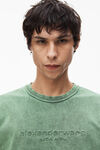 alexander wang embossed logo tee in compact jersey acid fern