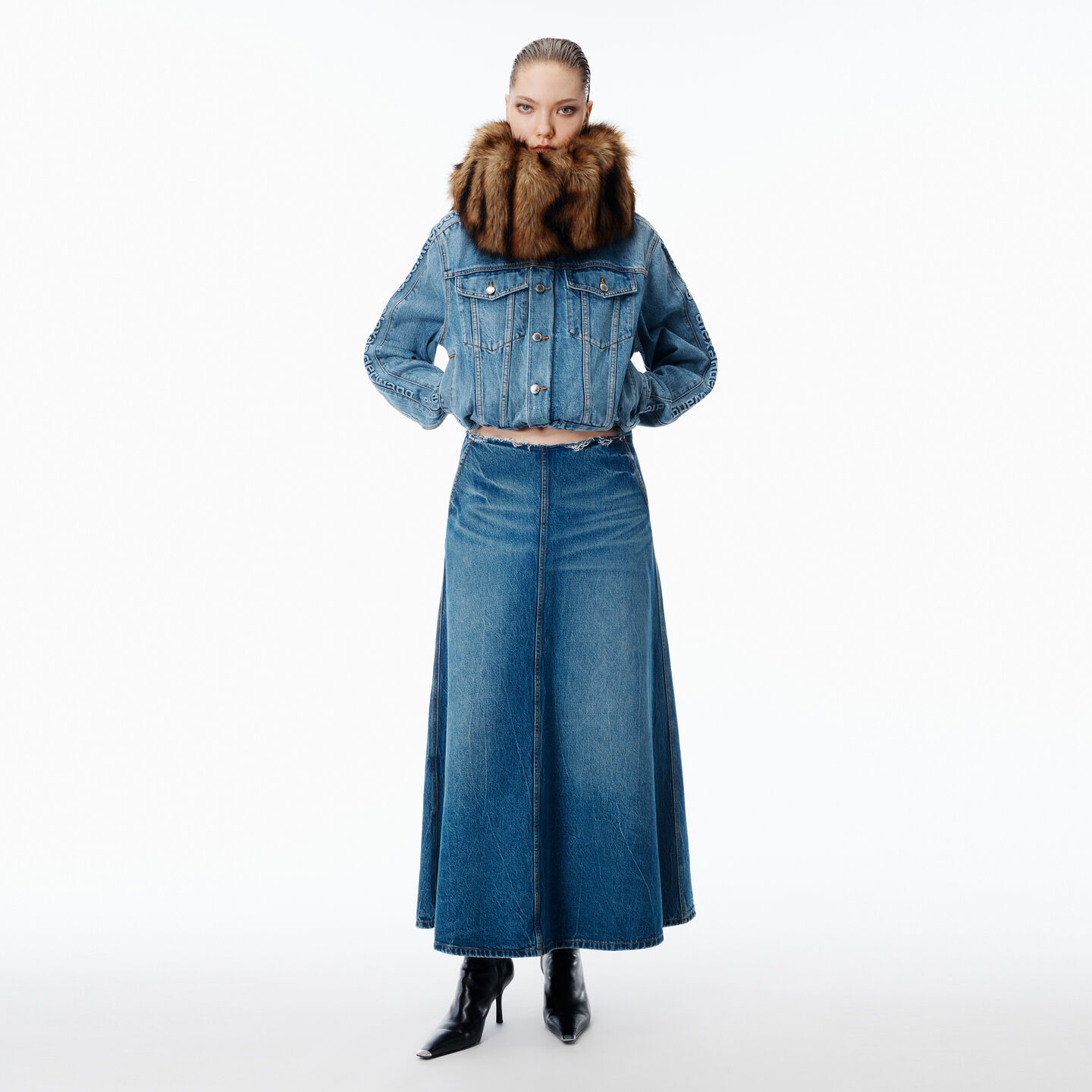 Alexander Wang A-line Denim Skirt Midi