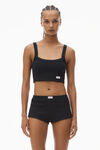 Alexander Wang black crystal hotfix short in waffle knit
