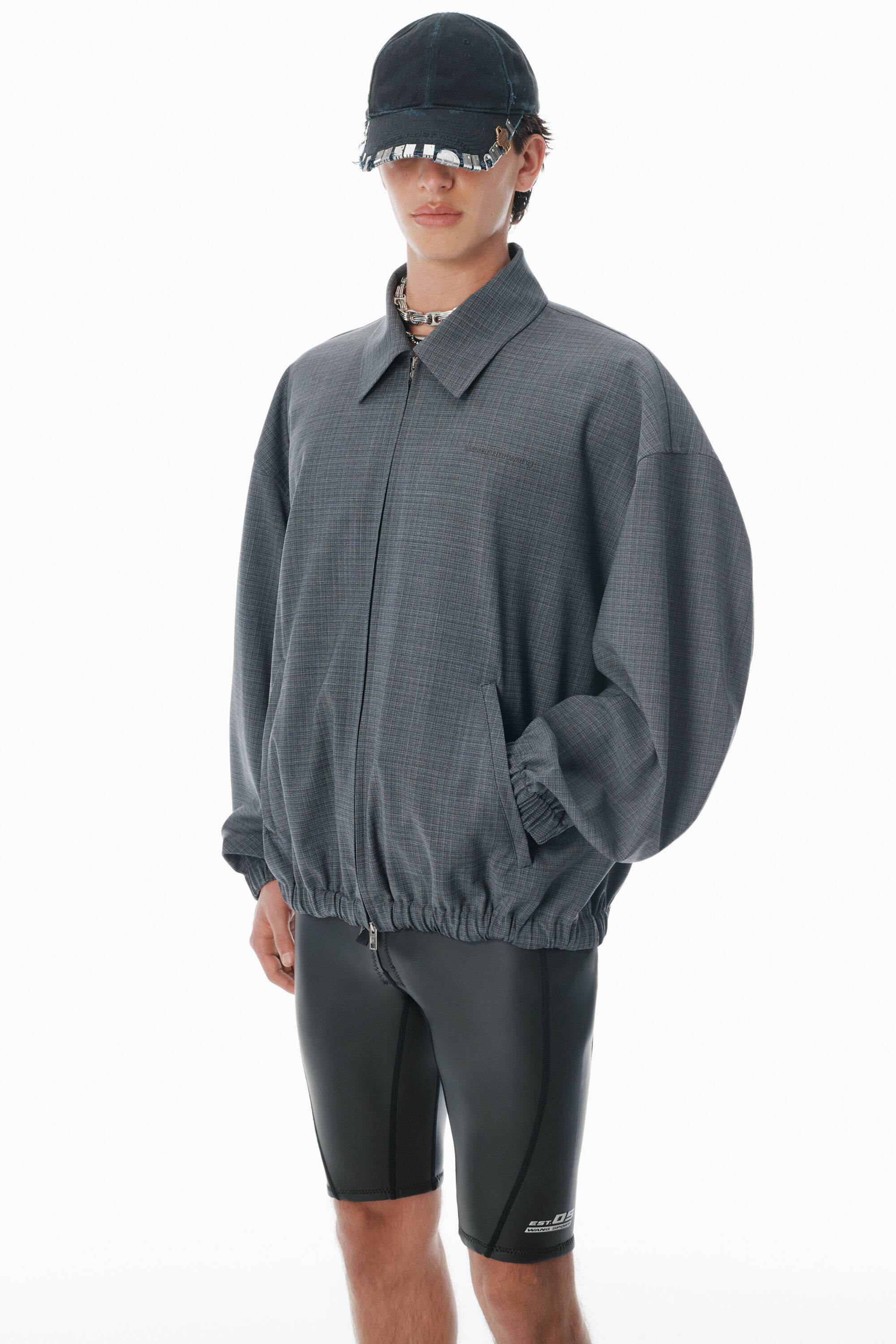 Dark Grey Logo Track Jacket in DARK GREY MELANGE | alexanderwang®