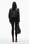 Alexander Wang black leather jacket with belted waist
