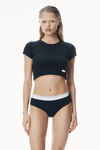 Alexander Wang navy 罗纹棉质短款 t 恤