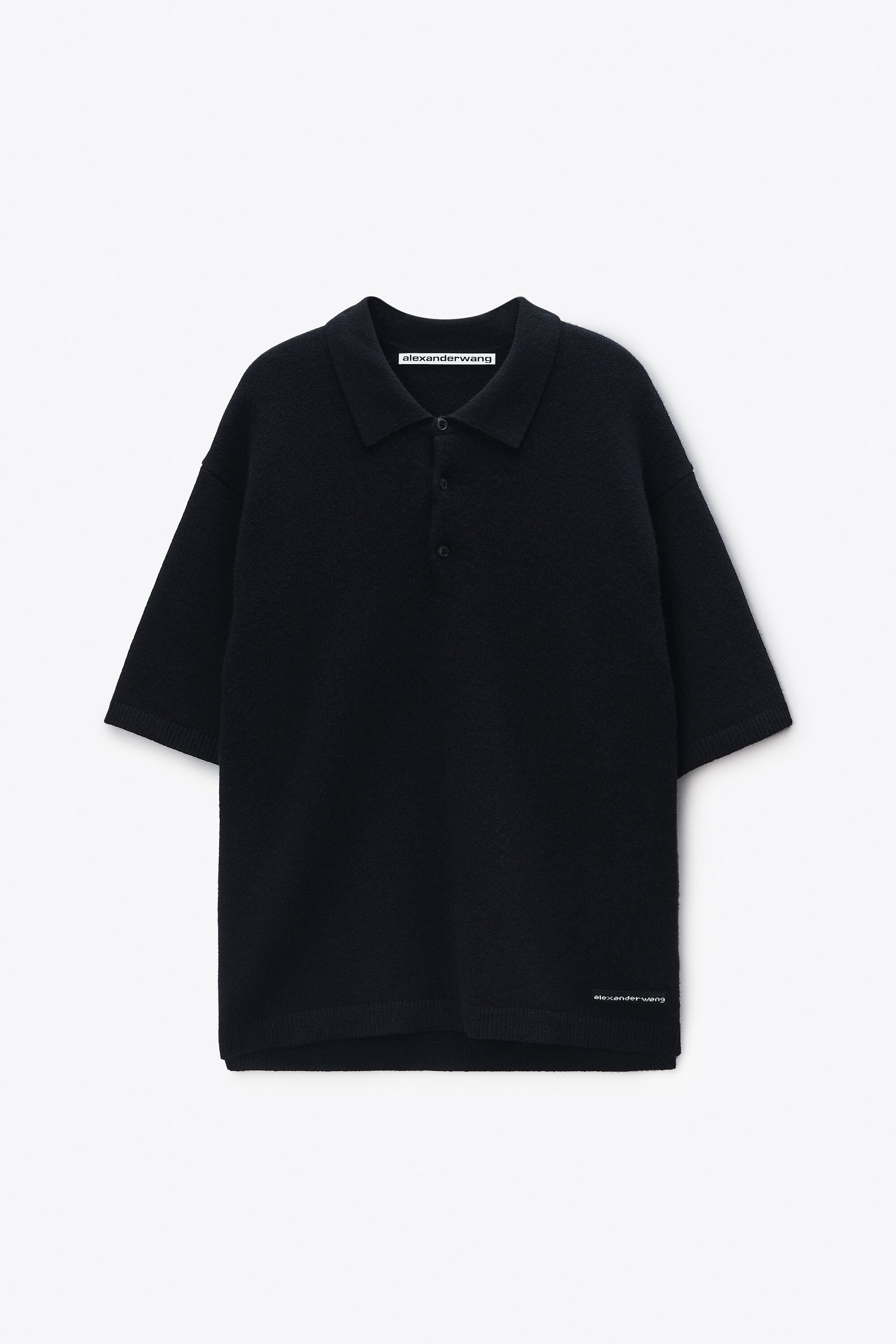 Wool Polo Shirt in BLACK | alexanderwang®