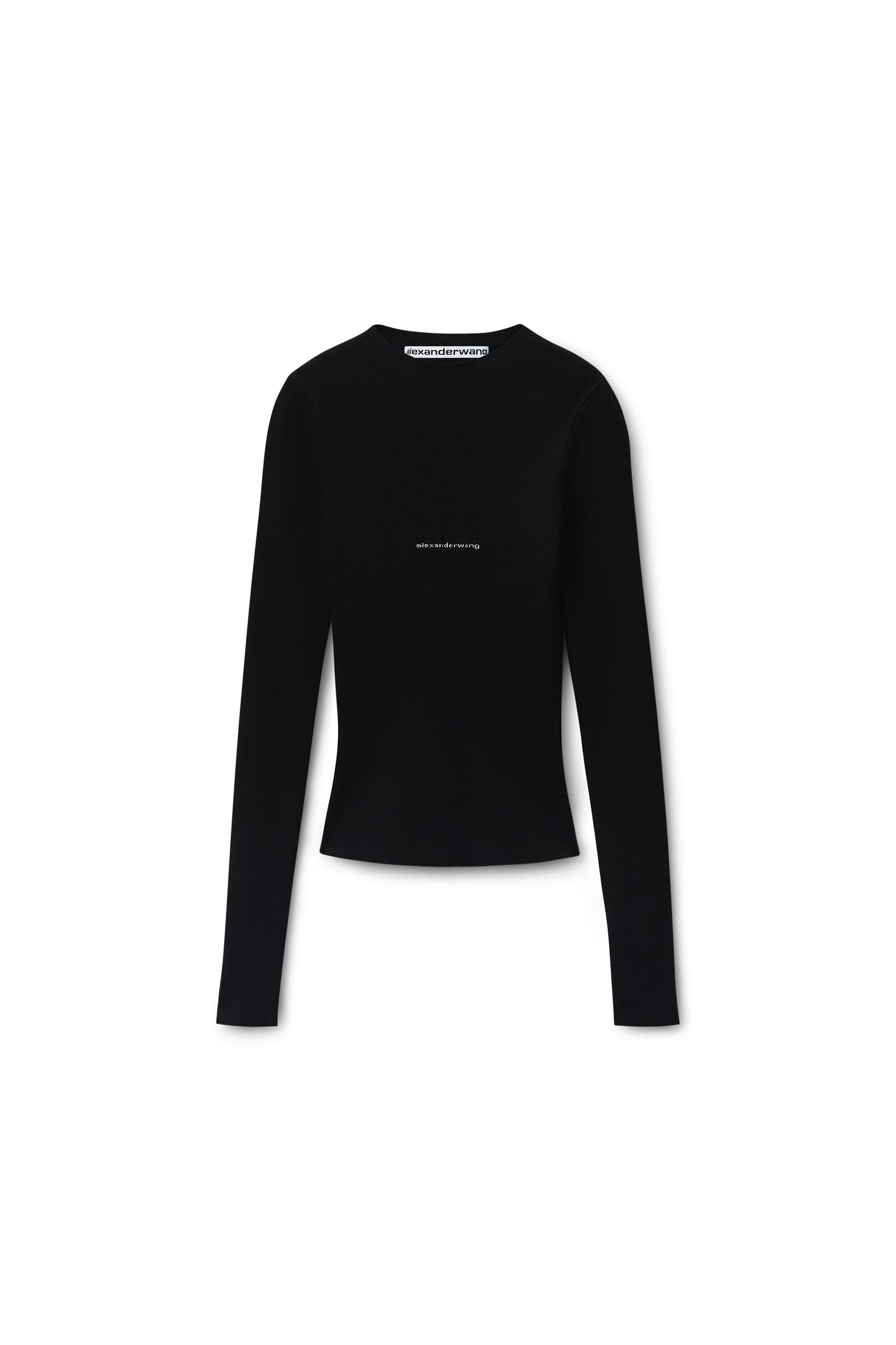 Knit Logo Long Sleeve Tee in BLACK | alexanderwang®