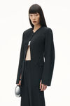 Alexander Wang black collarless tailored jacket with slits in wool blend