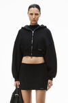 alexander wang mini skirt in classic cotton terry with logo waistband faded black