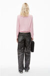 Alexander Wang pink chalk logo-embossed cardigan in superfine merino wool