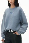 alexander wang puff logo sweatshirt in terry soft bluestone