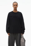 Alexander Wang black ユニセックス ディストレストロゴ コットンジャージー ロングスリーブ tシャツ