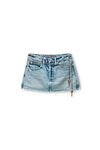 Alexander Wang vintage bleach blue regen indigo denim skort with chain belt