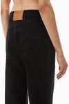 alexander wang fly high-rise stacked jean in denim washed black