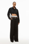 alexander wang cropped button down in compact cotton black