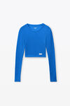 cropped long-sleeve tee in ribbed cotton