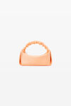 alexander wang scrunchie mini bag in satin with clear beads faded neon orange
