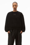 alexander wang puff logo sweatshirt in structured terry  black