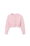 Alexander Wang pink chalk cardigan en laine mérinos ultra fine effet rétréci avec logo en relief