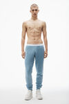 Alexander Wang washed blue pantaloni da jogging in cotone elasticizzato a nido d'ape