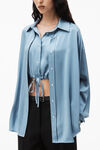 alexander wang double layered top in silk dark iris