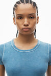 Alexander Wang washed blue kurzärmeliges loungewear-kleid aus gerippter baumwolle