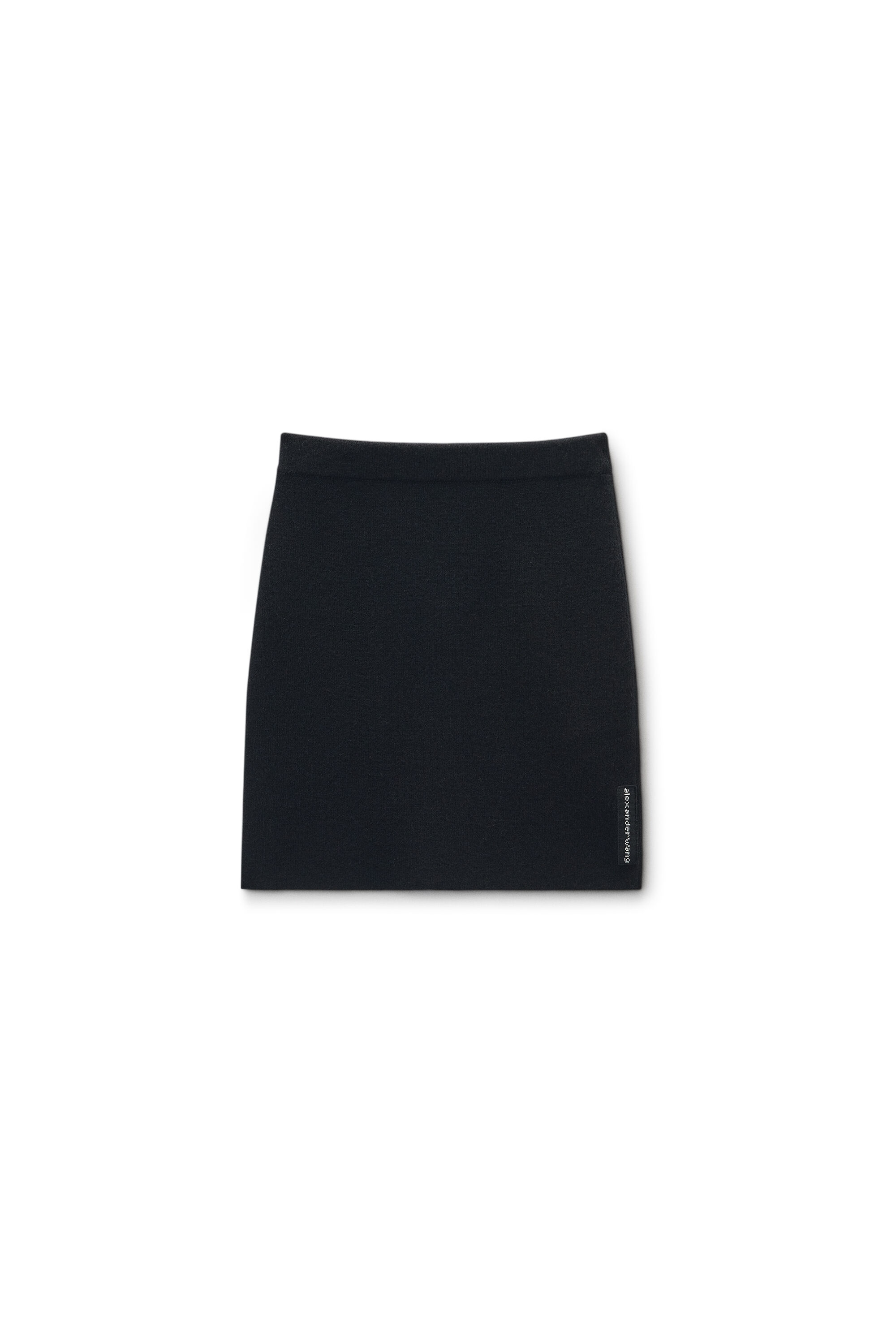Black Wool-Blend Mini Skirt with Logo Patch in BLACK | alexanderwang®