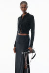 Alexander Wang black black wool-blend hotfix polo cardigan