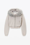 Alexander Wang washed oyster white kapuzenpullover mit mongolischer kapuze