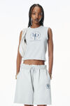 Alexander Wang light heather grey cut-off logo muscle tee