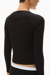 alexander wang long-sleeve tee in ribbed cotton black