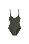 alexander wang diamante logo charm swimsuit in jersey army green