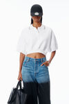 Alexander Wang white cropped cinched cotton polo
