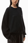 alexander wang logo pullover in boiled wool black